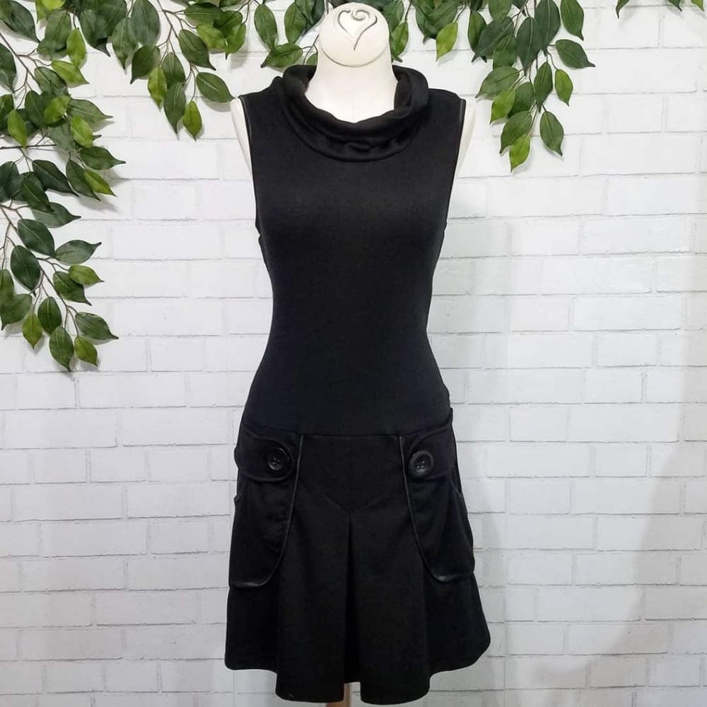 Cowl Neck Short Sleeve Sweater Dress